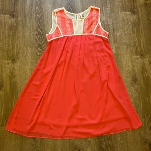 Francescas Birdcage Coral Dress Boho Hippie Festival Lace Sleeveless L NWT